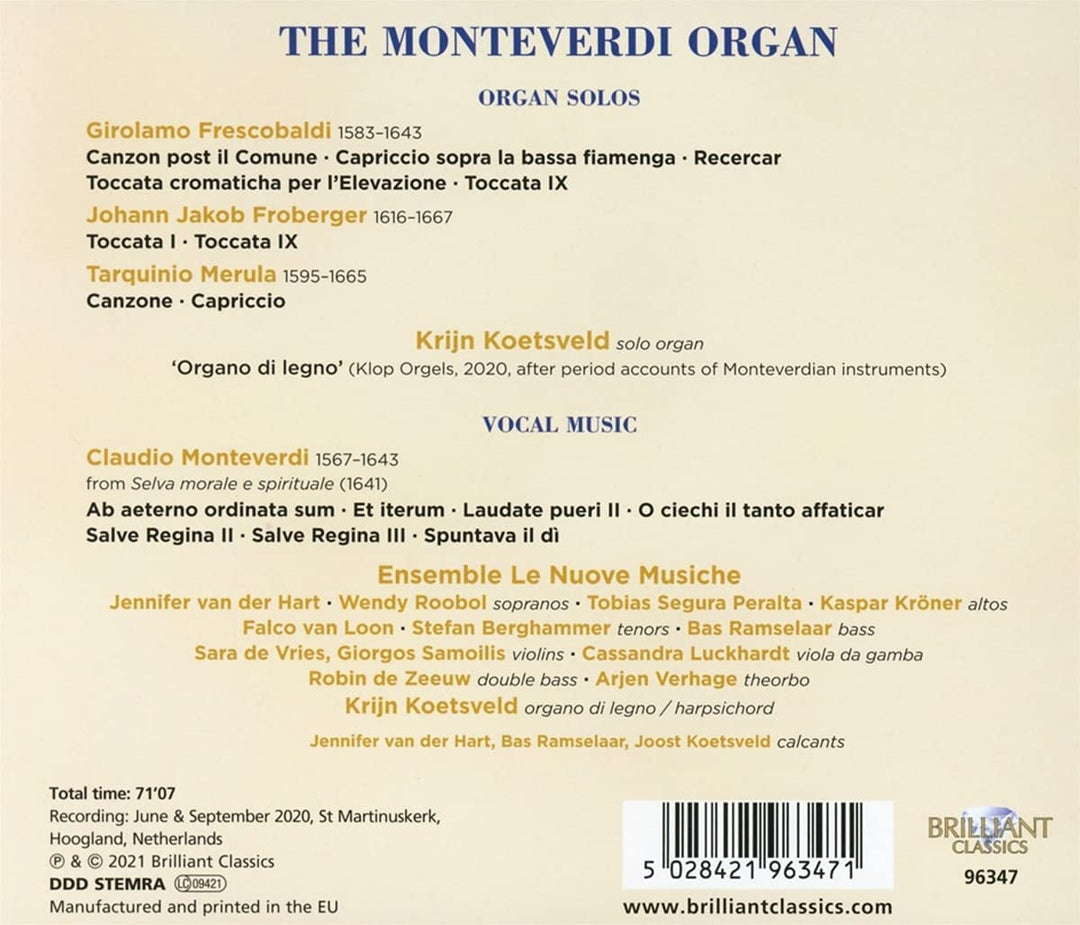 Krijn Koetsveld – Die Monteverdi-Orgel [Audio-CD]