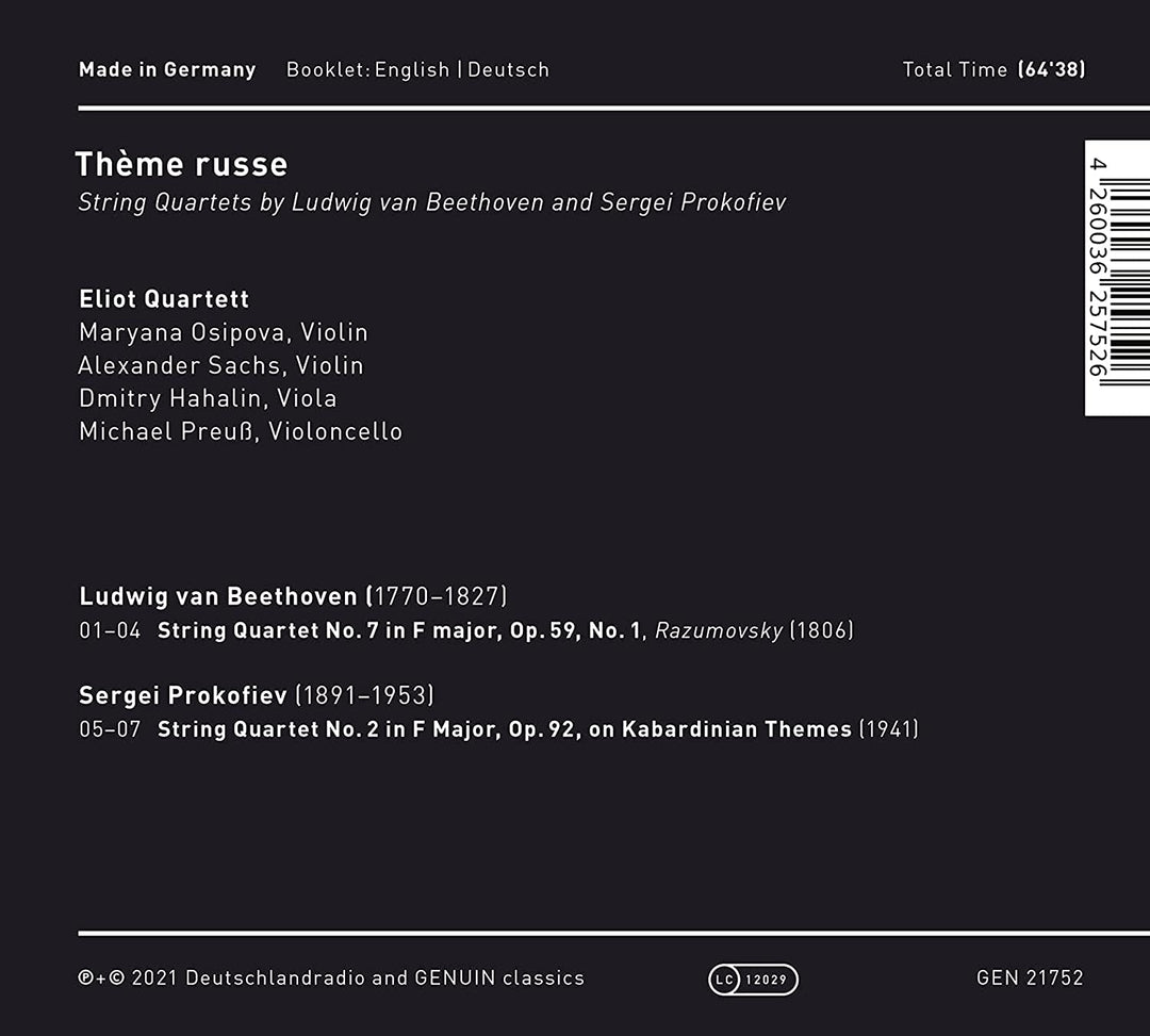 Theme Russe [Eliot Quartett] [Genuin Classics: GEN21752] [Audio CD]