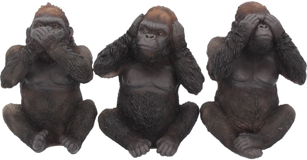 Nemesis Now H3523J7 Figur „Drei weise Gorillas“, 13,5 cm, Schwarz