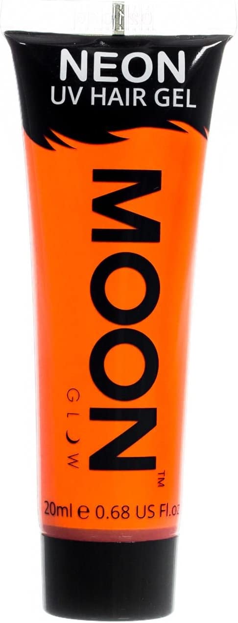 Moon Glow - Neon UV Hair Gel - 20ml Intense Orange – Temporary wash out hair colour dye - Spike and glow!