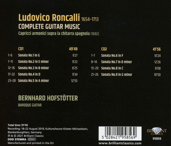 Bernhard Hofstötter - Roncalli: Komplette Gitarrenmusik [Audio CD]