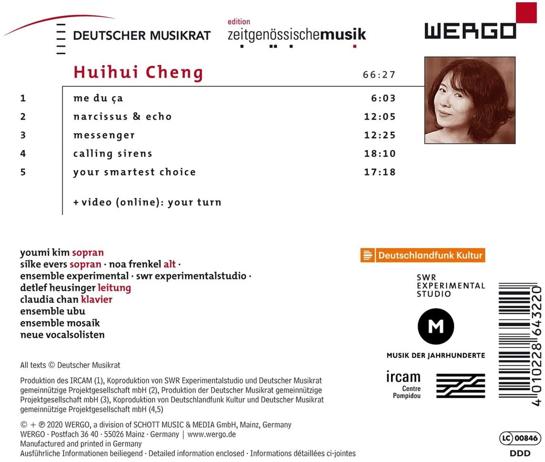 Youmi Kim - Huihui Cheng [Youmi Kim; Silke Evers; Noa Frenkel; Ensemble Experimental] [Wergo: WER 64322] [Audio CD]