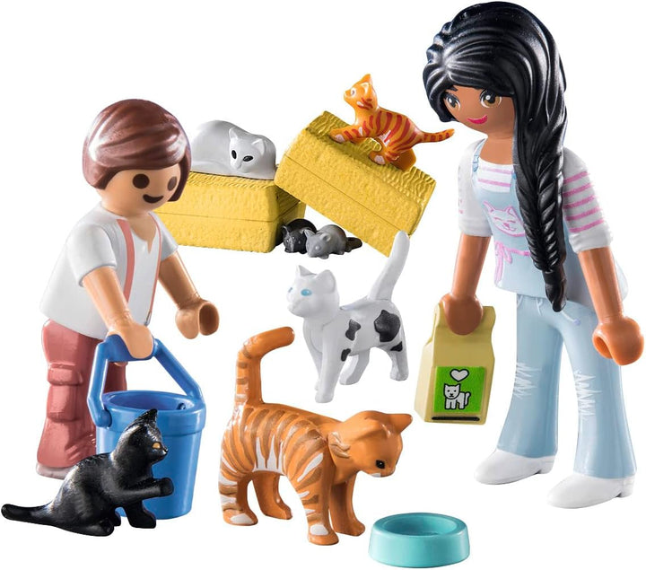 Playmobil 71309 Country Cat Family, Katzen und Kätzchen, Bio-Bauernhof, nachhaltig