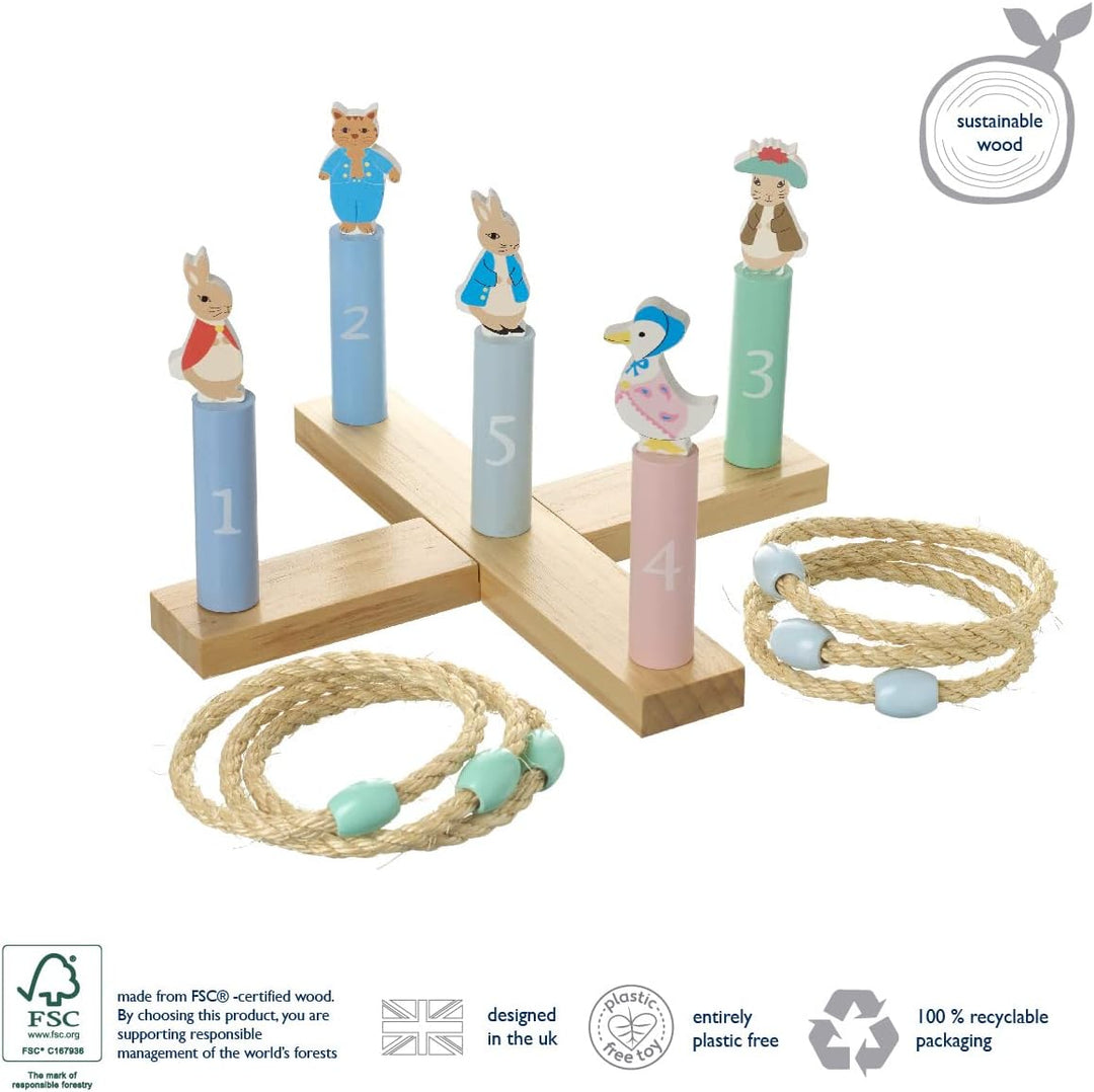 Peter Rabbit Toys – Hoopla-Spiel aus Holz für drinnen und draußen, Familiengarten, 3, 4, 5 Jahre alt