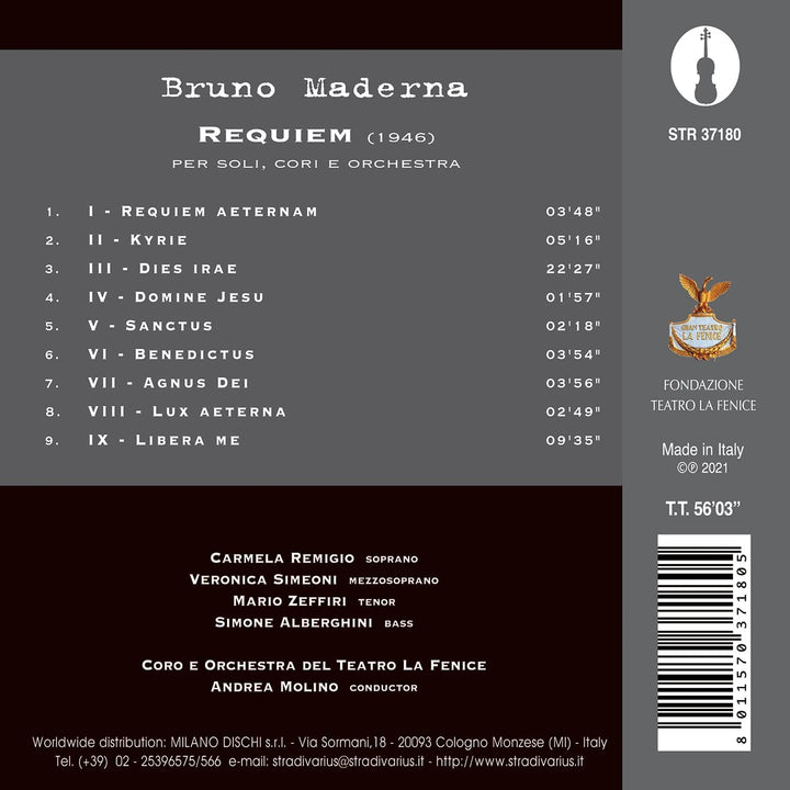 Maderna: Requiem [Carmela Remigio; Veronica Simeoni; Mario Zeffiri; Simone Alber [Audio-CD]