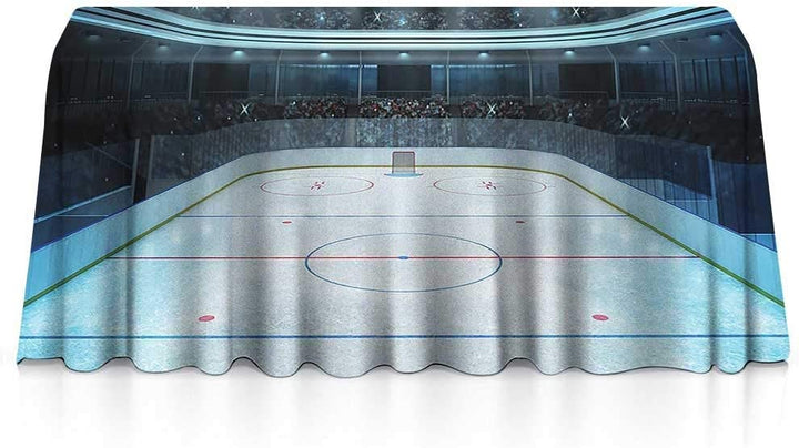 kangkaishi Hockey,Waterproof/Oil Proof/Stain Resistant Table Cover,Photo of a Sports Arena Full of People Fans Audience Tournament Championship Match,Tablecloths Extra Long,W54 x L72 Inch Multicolor