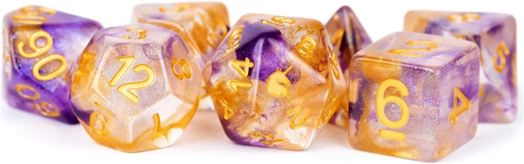 Metallic Dice Games 7-Set: Unicorn: Royal Sunset