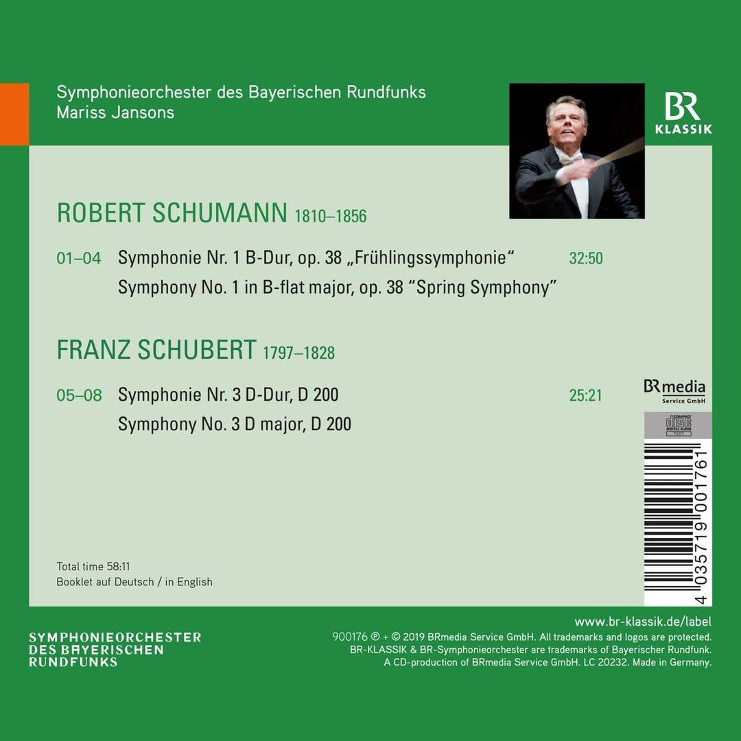 Schumann: Sinfonie Nr. 1 [Symphonieorchester des Bayerischen Rundfunks; Mariss Jansons] [Br Klassik: 900176] [Audio CD]