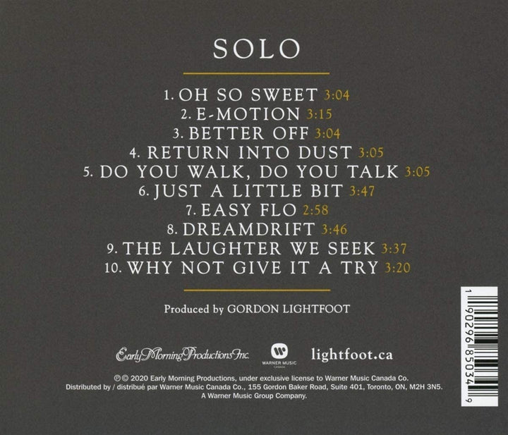 Solo -Gordon Lightfoot  [Audio CD]