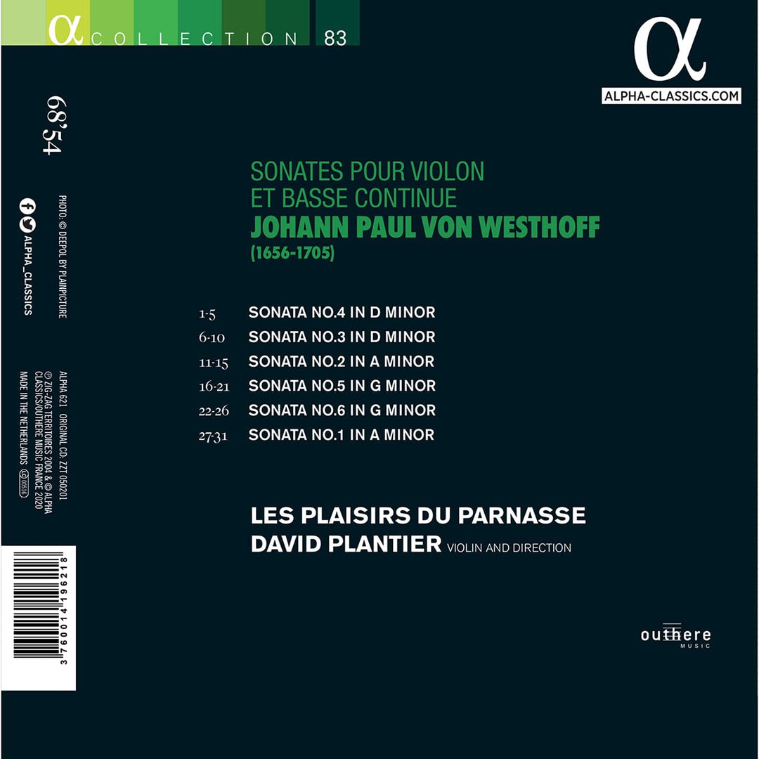 David Plantier - Westhoff: Sonates pour violon et basse continue [Audio CD]