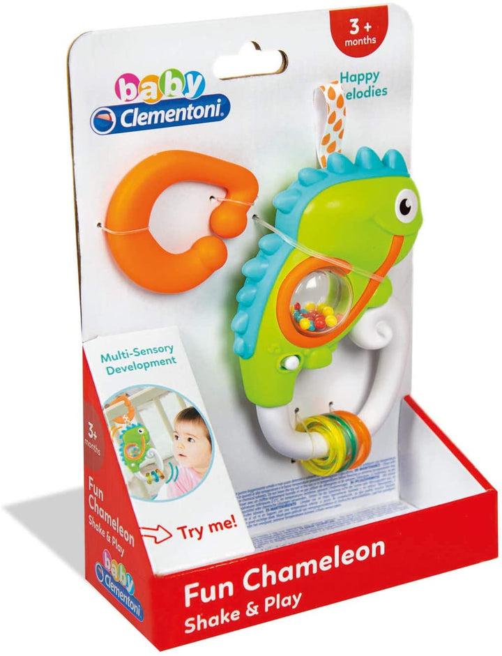 Baby Clementoni – 17332 – Interaktive Chamäleonrassel – Frühkindliches Spiel mit Melodien und Soundeffekten, Baby 3–36 Monate