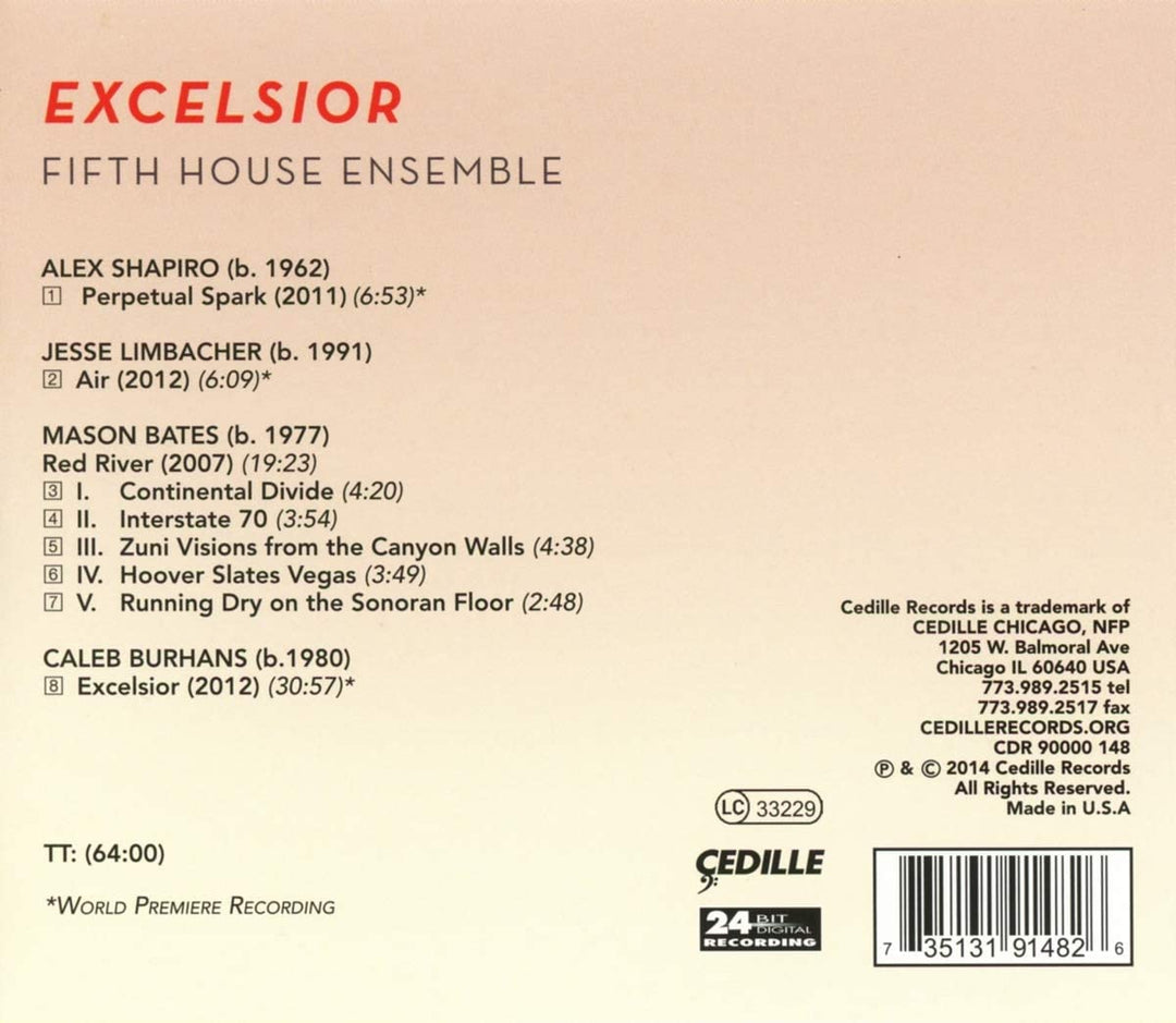 B00LFPN91G – Excelsior [Fifth House Ensemble] [Cedille R 90000 148] [Audio CD]