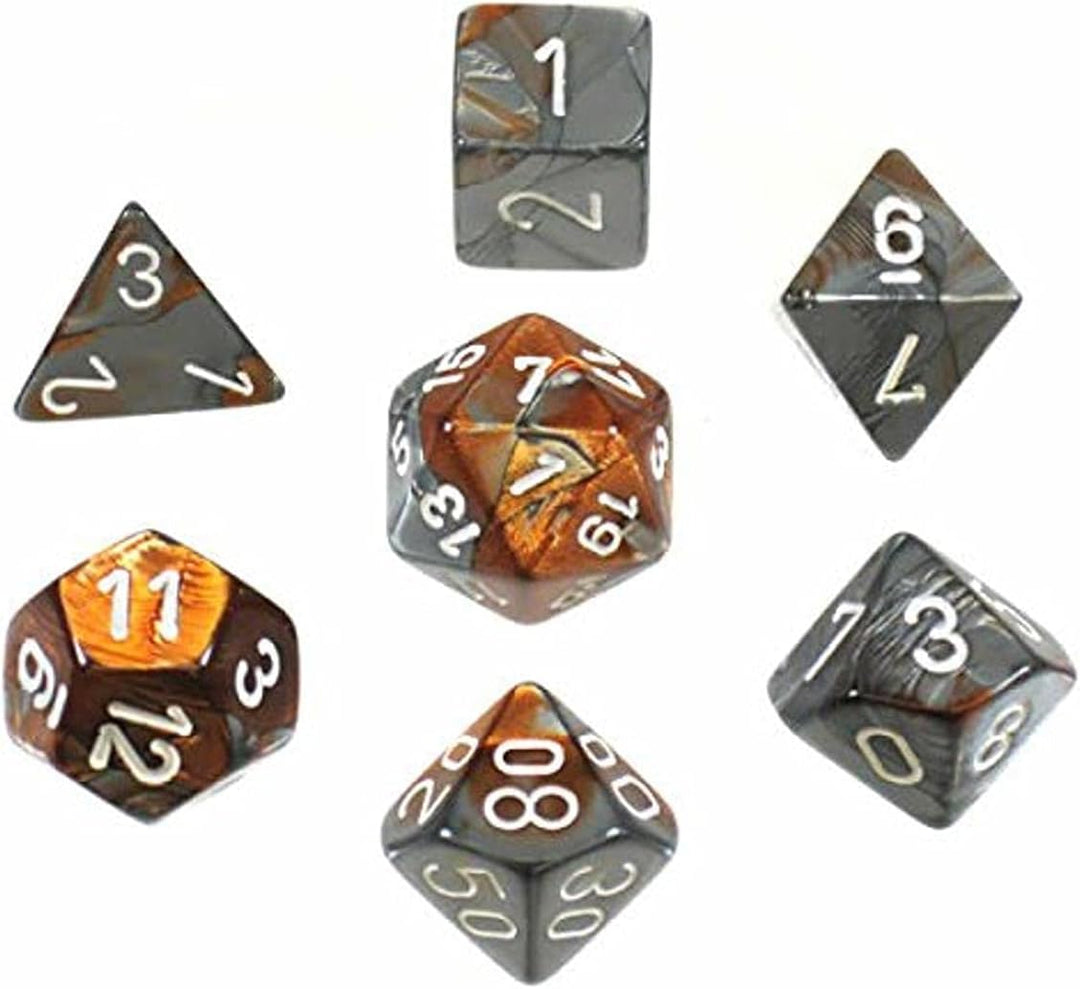 Chessex CHX26424 Dice-Gemini Copper-Steel/White Set