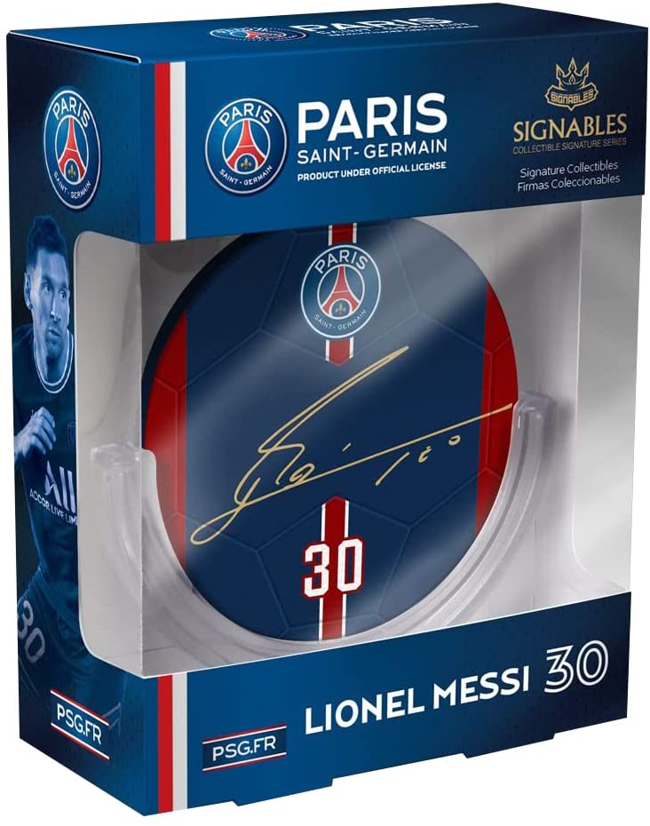 Signables SPSG LM Paris St Germain Lionel Messi Signature Disk, Blue, Red, White