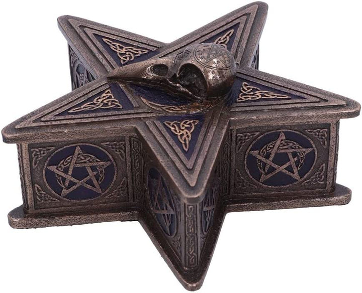 Nemesis Now Pentagramm-Raben-Box, 16,5 cm, Bronze