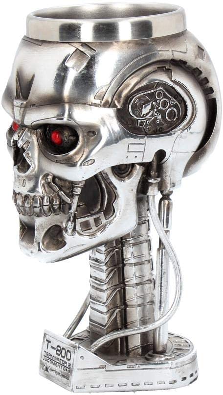 Nemesis Now Terminator-Kopf-Kelch, 17 cm, Silber, Kunstharz mit Edelstahleinsatz, 1 Stück (1 Stück)