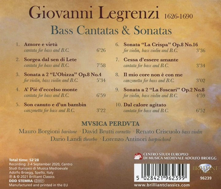 Mauro Borgioni - Legrenzi: Basskantaten und -sonaten [Audio-CD]