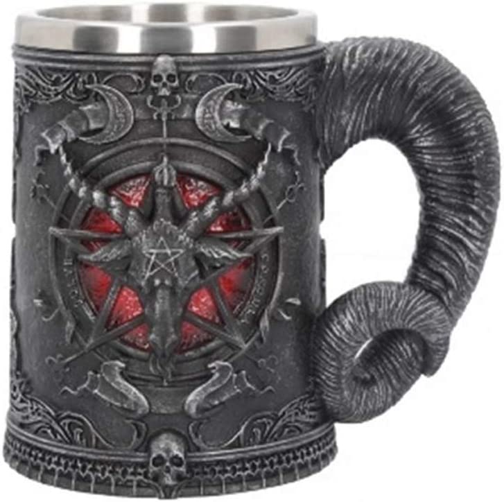 Nemesis Now Black, B4648N9 Baphomet Krug 16,5 cm Becher, Harz mit Edelstahl,