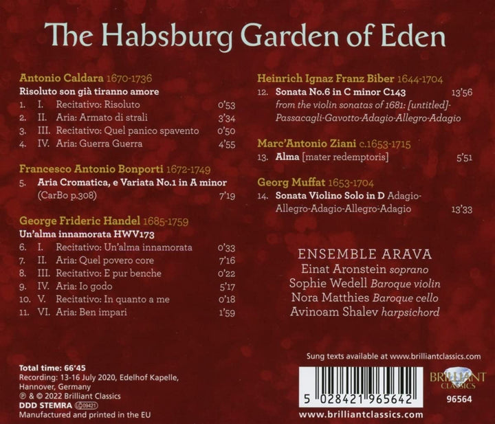 The Habsburg Garden of Eden, Music by Caldara, Bonporti, Handel, Biber, Ziani and Muffat [Audio CD]