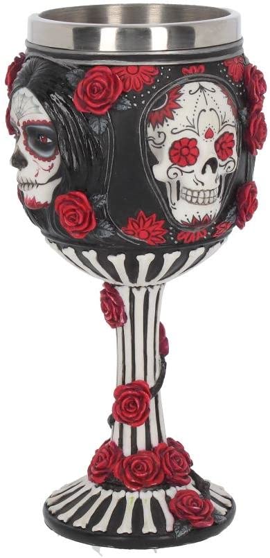 Nemesis Now Sugar Skull James Ryman Kelch, 19,5 cm, Schwarz, Kunstharz mit Edelstahl