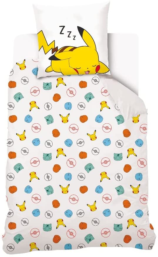 Pokemon Starter – Kinder-Pikachu-Bettbezug – Baumwoll-Bettwäsche-Set