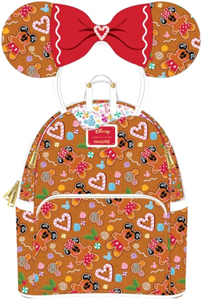 Loungefly Disney Christmas Gingerbread AOP Damen-Umhängetasche mit doppeltem Riemen