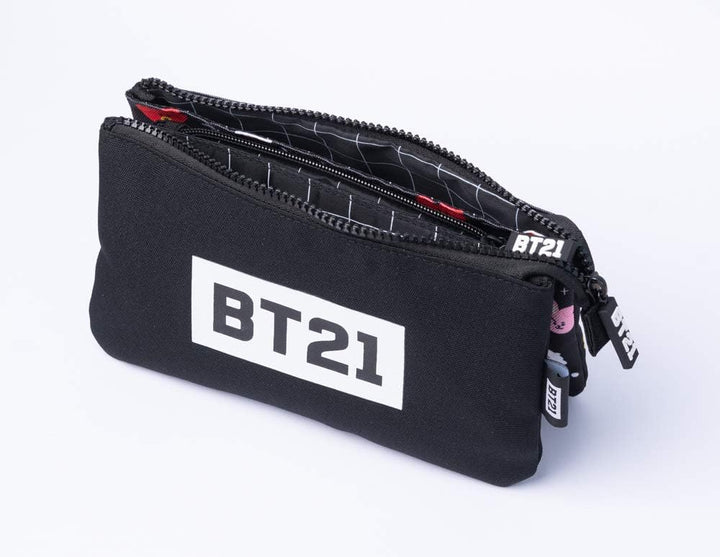 Grupo Erik BT21 Pencil Case - Cool Collection - Large Pencil Case - Triple Pocket Pencil Case