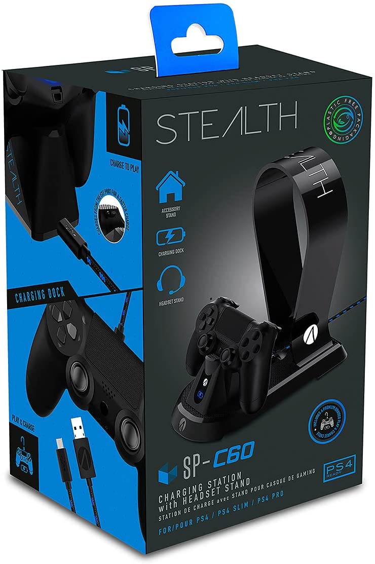 STEALTH SP-C60 Schwarze Ladestation mit Headset-Ständer für PS4