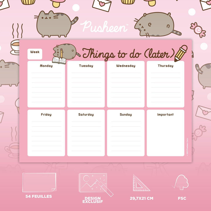 Grupo Erik Pusheen Weekly Planner A4 | Pusheen Calendar | Family Calendar | 54 Tear Off Pages