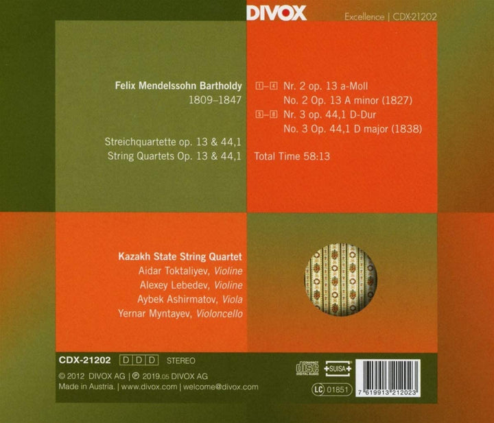 Mendelssohn: Streichquartette [Kasachisches Staatsstreichquartett] [Divox X-21202] [Audio-CD]