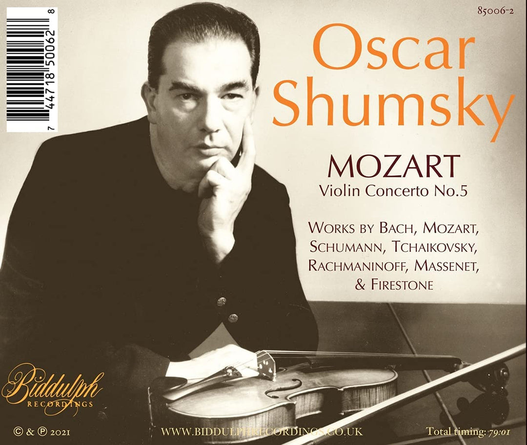 Mozart: Violinkonzert Nr. 5 [Oscar Shumsky] [Biddulph Recordings: 85006-2] [Audio CD]