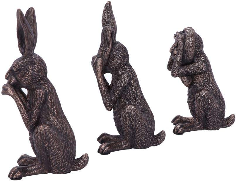 Nemesis Now See No, Hear No, Speak No Evil Bronze Hare Figurines, Polyresin, One