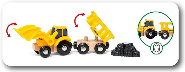 BRIO World Construction Vehicles Zugset für Kinder ab 3 Jahren – kompatibel