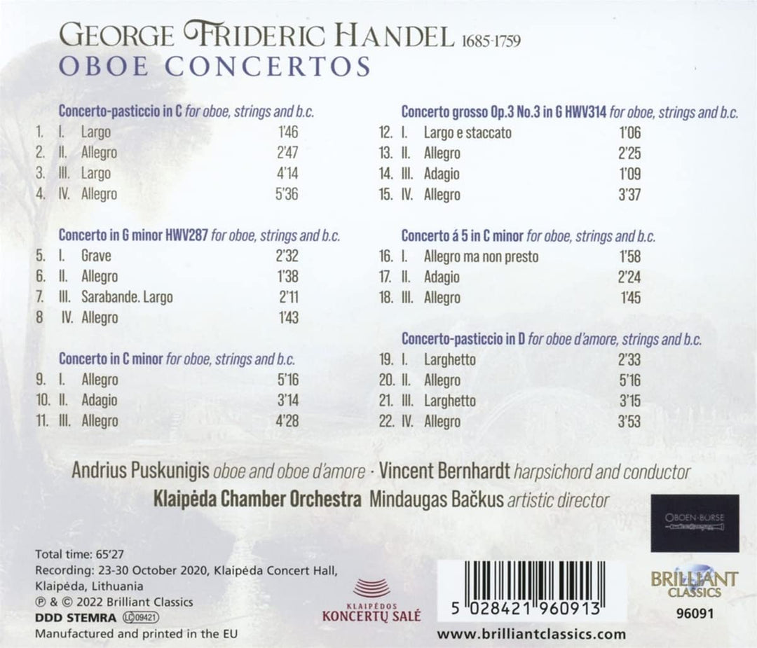 Handel: Oboe Concertos [Audio CD]