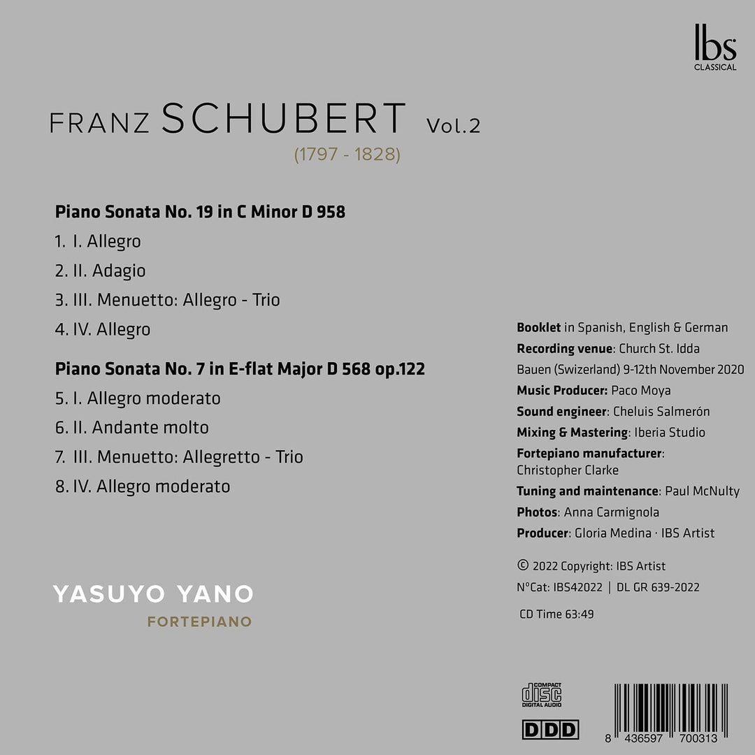 Schubert: Klaviersonaten Band 2 [Yasuyo Yano] [Ibs Classical: IBS42022] [Audio CD]