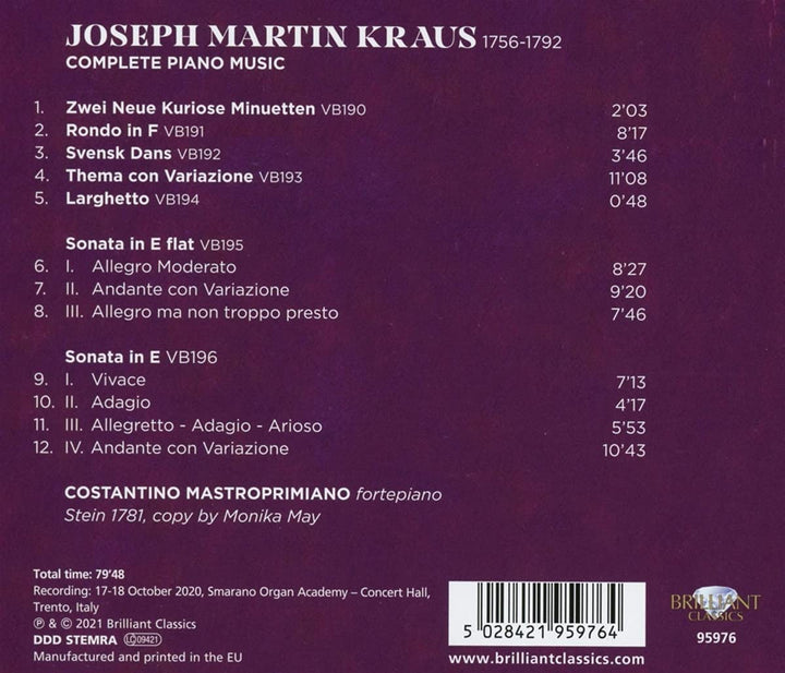 Kraus: Complete Piano Music [Audio CD]