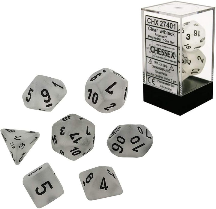 Chessex CHX27401 Dice-Frosted Clear/Black Set