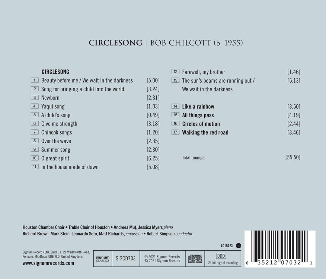 Houston Chamber Choir – Chilcott: Circlesong [Audio CD]