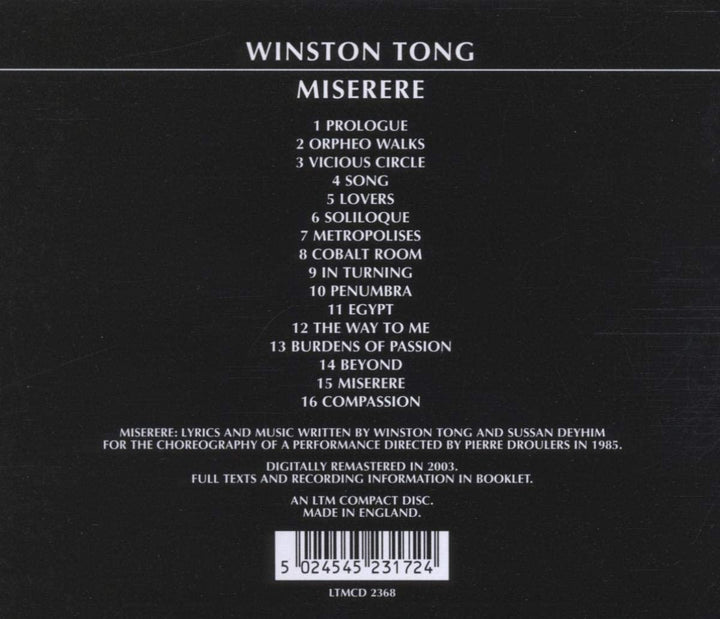 Winston Tong - Miserere [Audio CD]