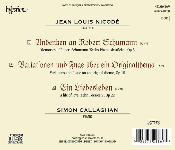 Ein Liebesleben & other piano works [Simon Callaghan] [Hyperion A68269] [Audio CD]