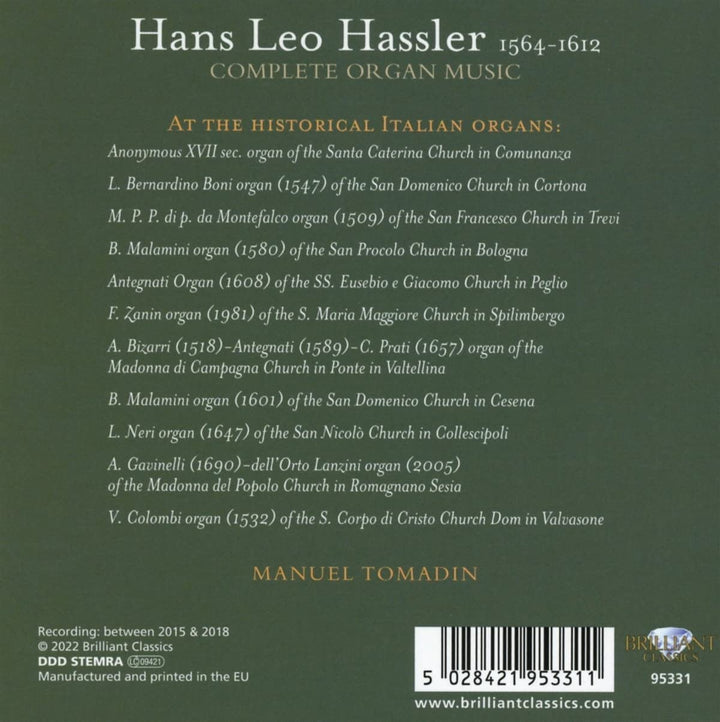 Hassler: Komplette Orgelmusik [Audio-CD]