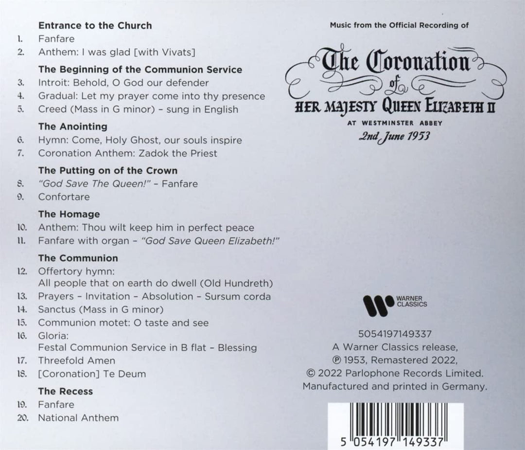 Music From The Official Recording Of The Coronation Service Of Her Majesty Queen [Audio CD]