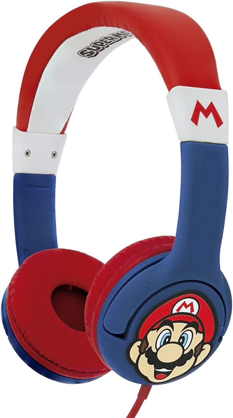 OTL Technologies SM0762 Super Mario Kinder-Kopfhörer mit Kabel, blau/rot, mit kindgerechter Lautstärke