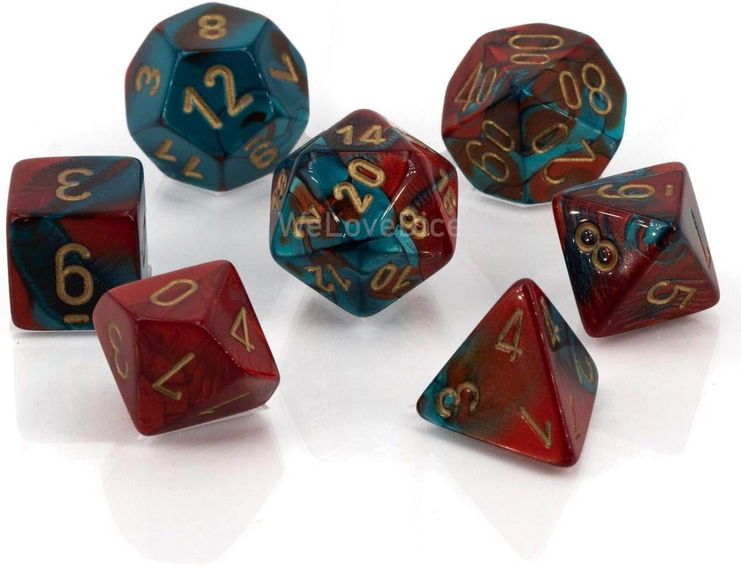 Chessex sagt: CHX26462 Gemini-Würfelset: Rot-Blaugrün/Gold (7)