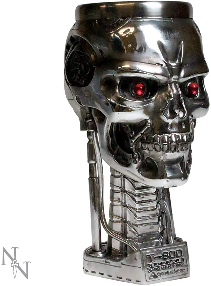 Nemesis Now Terminator-Kopf-Kelch, 17 cm, Silber, Kunstharz mit Edelstahleinsatz, 1 Stück (1 Stück)