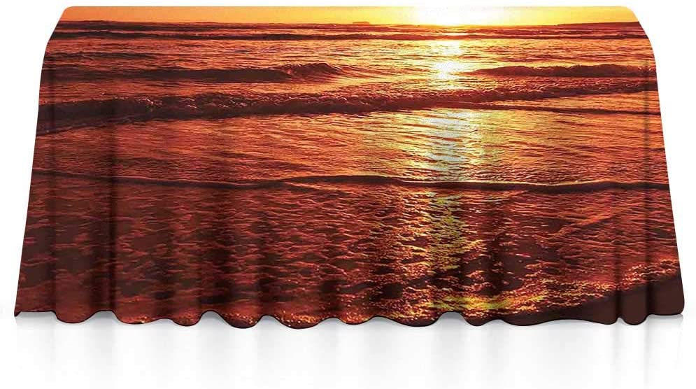 kangkaishi Hawaiian,Table Cover Spillproof Tablecloth,Dramatic Picture of Sunset