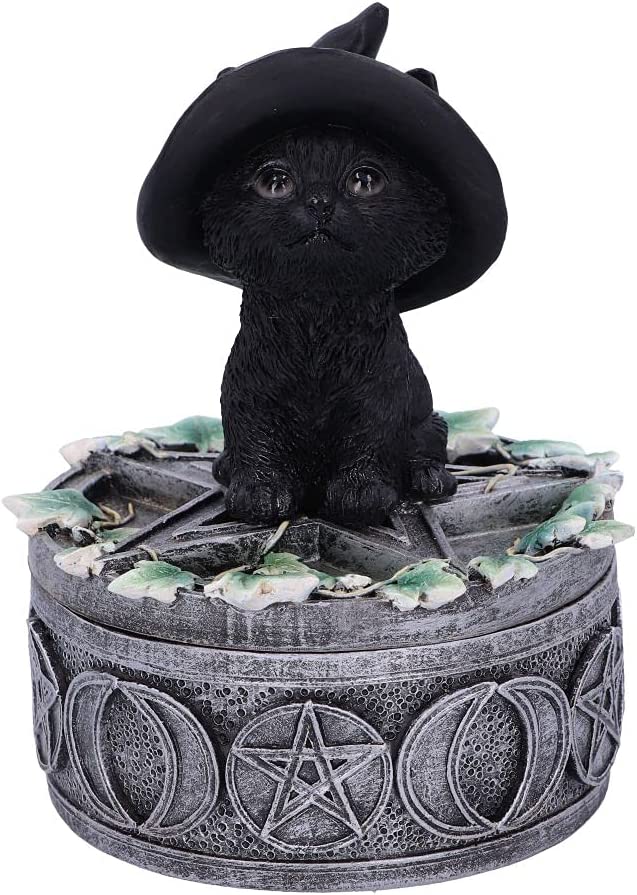 Nemesis Now Ivy Familiar Box Katzenfigur, 15 cm, Schwarz