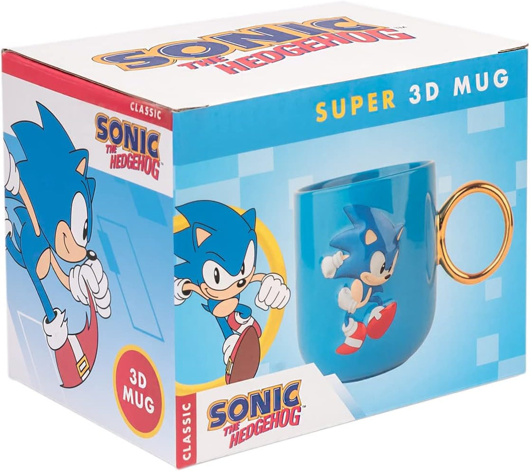 Official Sonic The Hedgehog 3D Ceramic Mug - 35 cl / 350 ml - 3.5 x 3.7 Inches / 9 x 9.5 cm