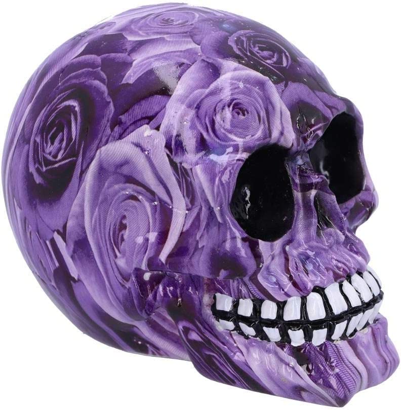 Nemesis Now Purple Romance Rose Print Mini 11 cm Totenkopf-Ornament