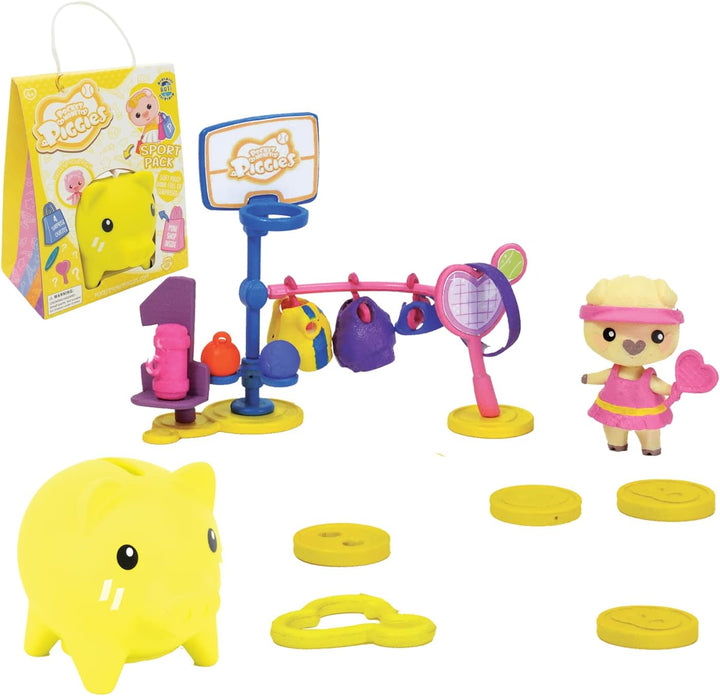 Pocket Money Piggies PCT01000 Sports-Cute Colourful Piggy Bank Filled with Fun Pocket Surprises-Store Coins